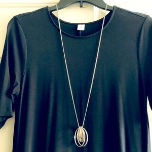 EXPRESS silver necklace, long strand w/ rings